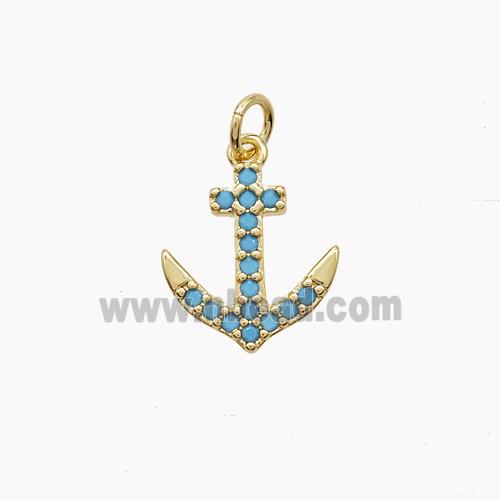 Copper Pendant Pave Zircon, Gold Plated