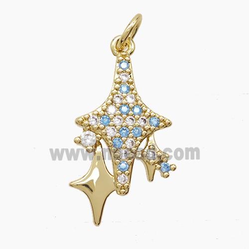 Copper Pendant Pave Zircon, Gold Plated