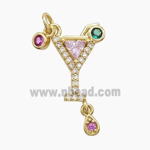 Copper Pendant Pave Zircon, Gold Plated