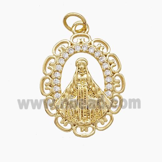 Copper Pendant Pave Zircon, Gold Plated