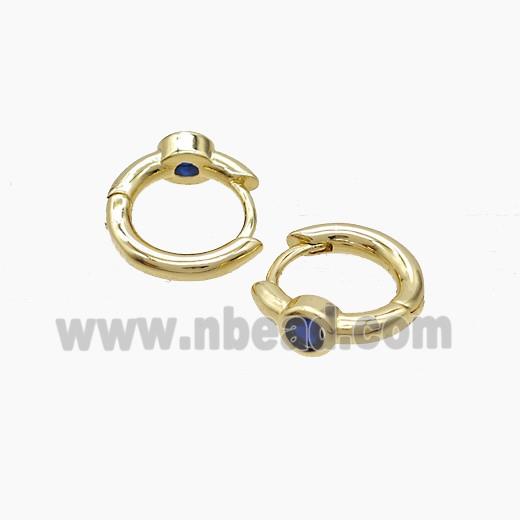 Copper Earring Pave Zircon, Gold Plated