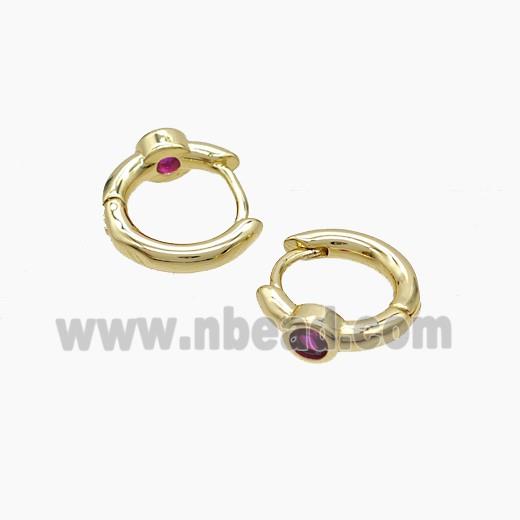 Copper Earring Pave Zircon, Gold Plated