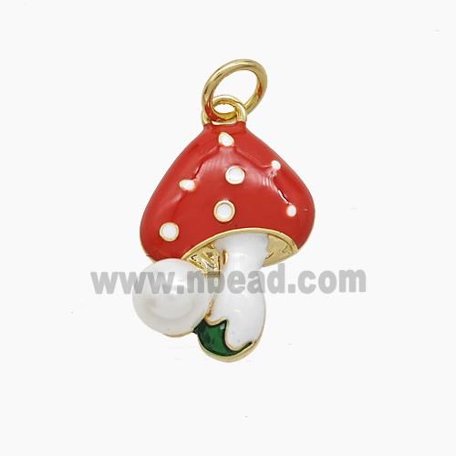 Enamel Copper Pendant, Gold Plated