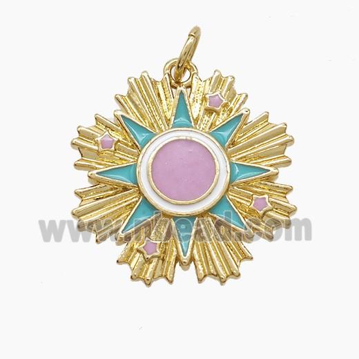 Enamel Copper Pendant, Gold Plated