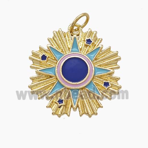 Enamel Copper Pendant, Gold Plated