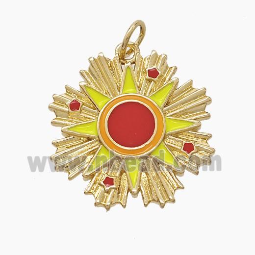 Enamel Copper Pendant, Gold Plated