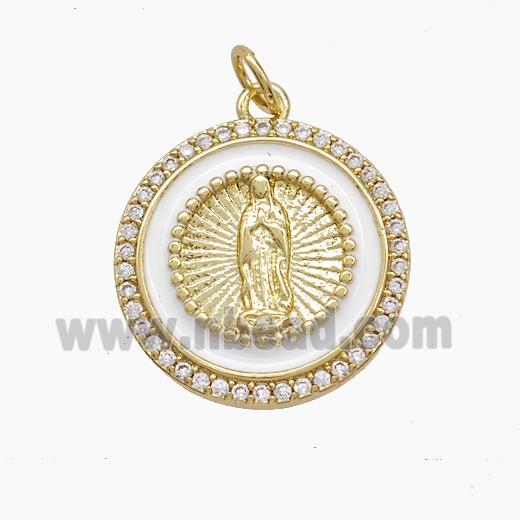 Enamel Copper Pendant Pave Zircon, Gold Plated
