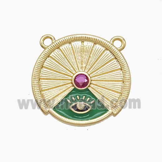 Enamel Copper Pendant Pave Zircon, Gold Plated