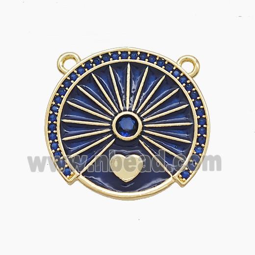Enamel Copper Pendant Pave Zircon, Gold Plated