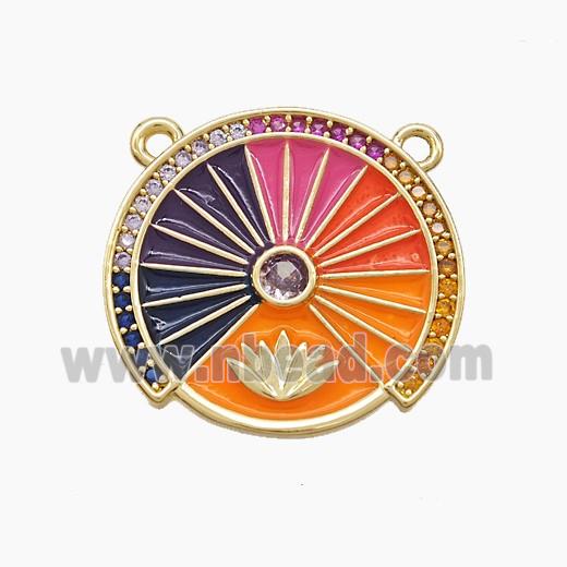 Enamel Copper Pendant Pave Zircon, Gold Plated
