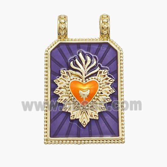 Enamel Copper Pendant Pave Zircon, Gold Plated