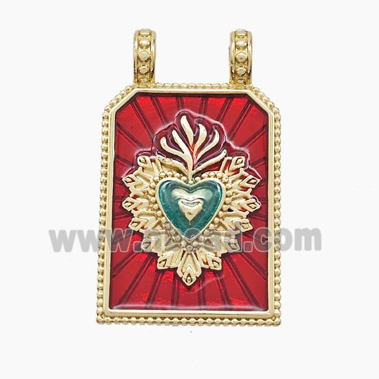 Enamel Copper Pendant Pave Zircon, Gold Plated