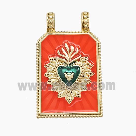 Enamel Copper Pendant Pave Zircon, Gold Plated