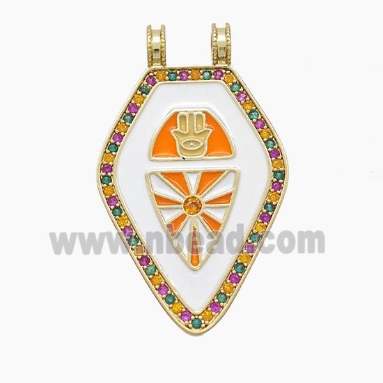 Enamel Copper Pendant Pave Zircon, Gold Plated