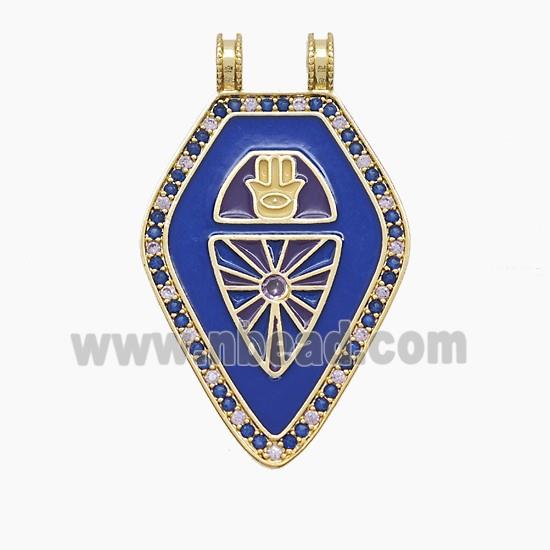Enamel Copper Pendant Pave Zircon, Gold Plated