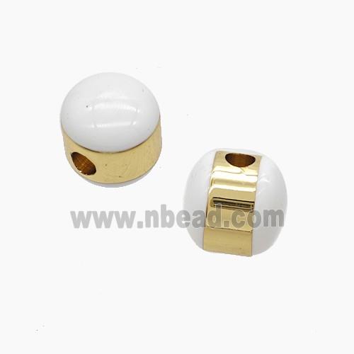 Enamel Copper Bead, Gold Plated