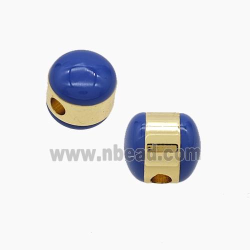 Enamel Copper Bead, Gold Plated
