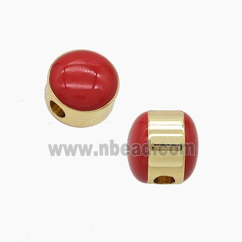 Enamel Copper Bead, Gold Plated