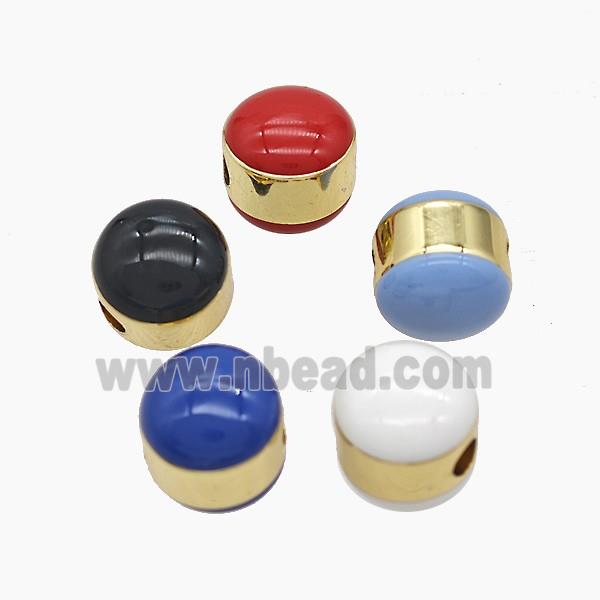Enamel Copper Bead, Gold Plated
