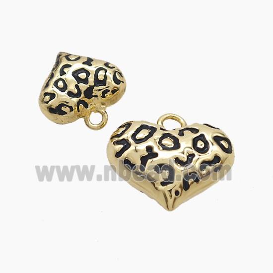 Copper Heart Pendant Black Enamel Gold Plated