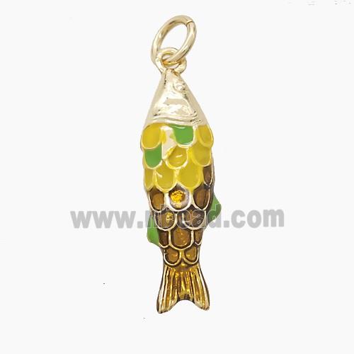 Enamel Copper Pendant, Gold Plated