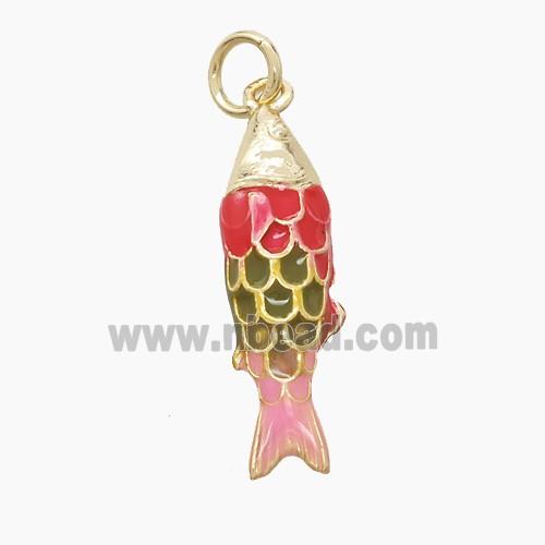 Enamel Copper Pendant, Gold Plated