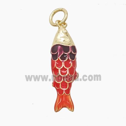 Enamel Copper Pendant, Gold Plated