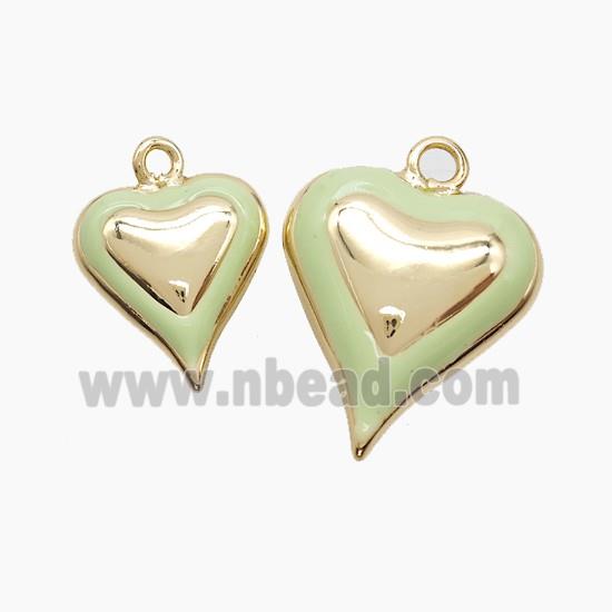 Copper Heart Pendant Lt.green Enamel Gold Plated