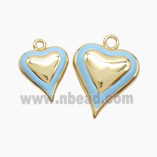 Copper Heart Pendant Blue Enamel Gold Plated