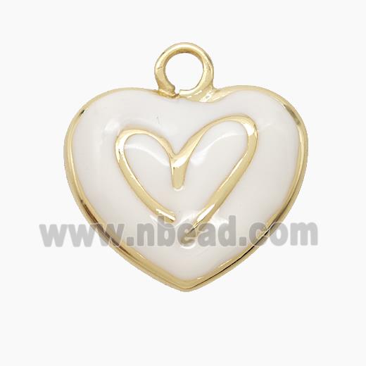 Copper Heart Pendant White Enamel Gold Plated
