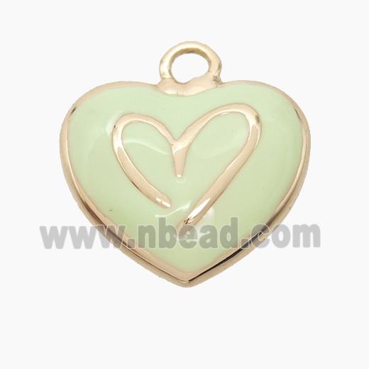 Copper Heart Pendant Lt.green Enamel Gold Plated