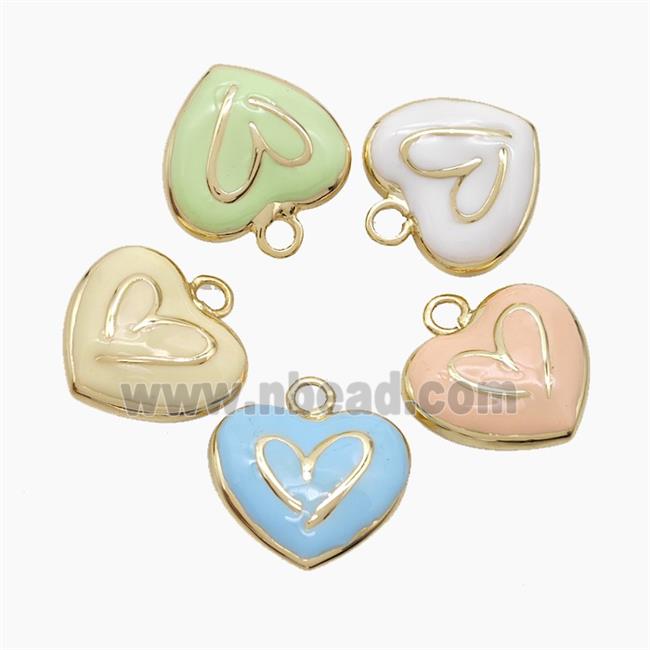 Copper Heart Pendant Enamel Gold Plated Mixed