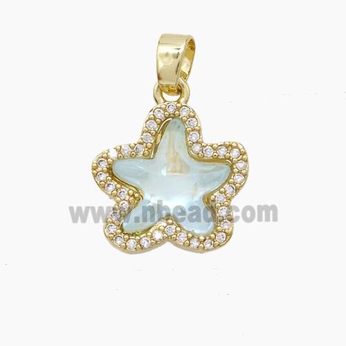 Copper Pendant Pave Zircon, Gold Plated