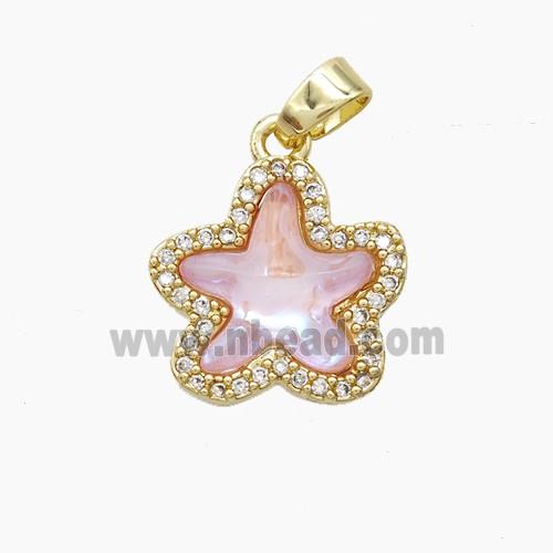 Copper Pendant Pave Zircon, Gold Plated