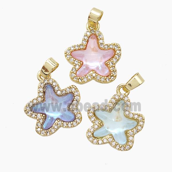 Copper Pendant Pave Zircon, Gold Plated
