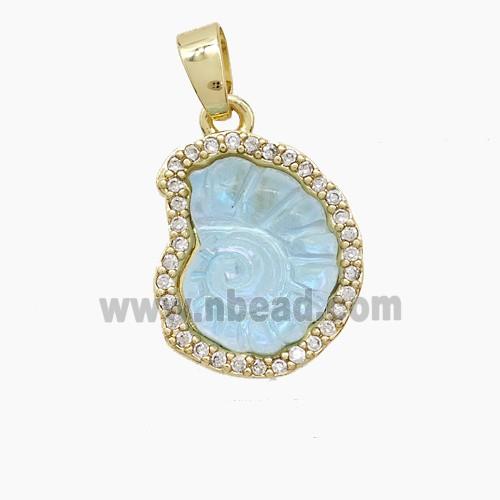 Copper Pendant Pave Zircon, Gold Plated