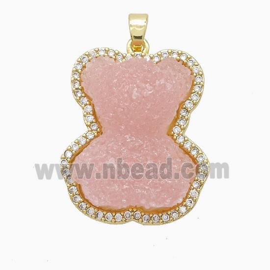 Copper Pendant Pave Zircon, Gold Plated
