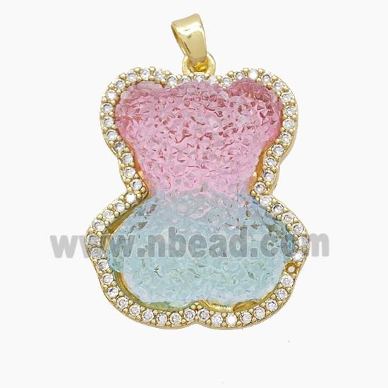 Copper Pendant Pave Zircon, Gold Plated