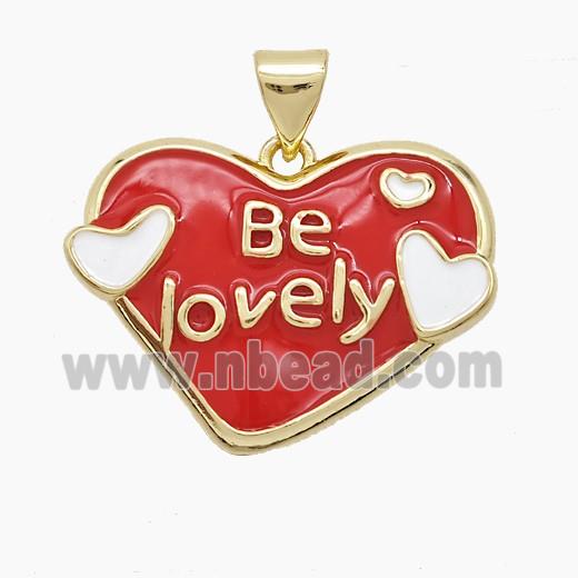 Copper Heart Pendant Red Enamel Be Lovely Gold Plated