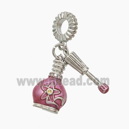 Perfumer Bottle Charm Copper Pendant Painted Platinum Plated