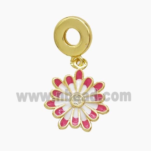 Copper Daisy Flower Pendant Enamel Gold Plated