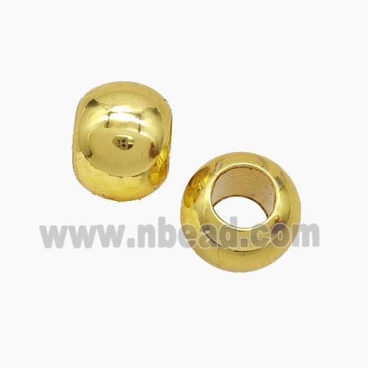 Copper Round Beads Smooth Large Hole Gold Plated