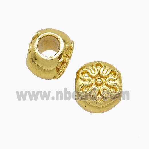 Copper Button Beads Large Hole Sun Gold Plated