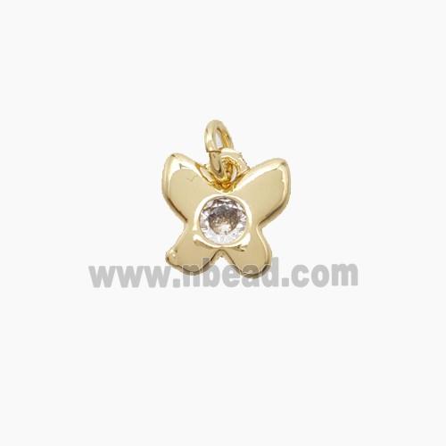 Copper Pendant Pave Zircon, Gold Plated