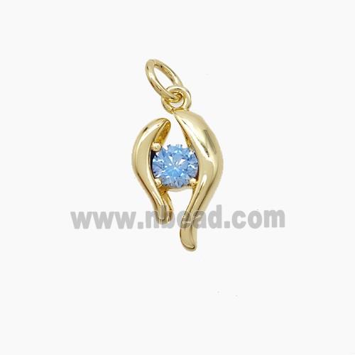 Copper Pendant Pave Zircon, Gold Plated