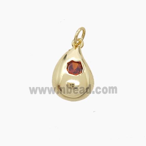 Copper Pendant Pave Zircon, Gold Plated