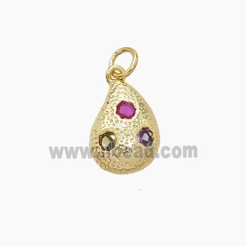 Copper Pendant Pave Zircon, Gold Plated