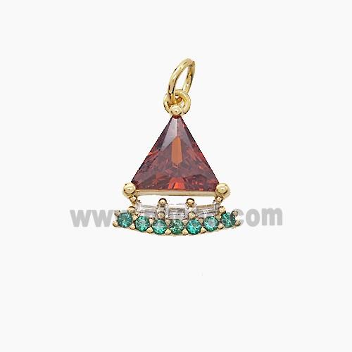 Copper Pendant Pave Zircon, Gold Plated