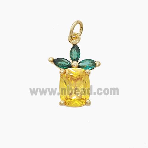 Copper Pendant Pave Zircon, Gold Plated
