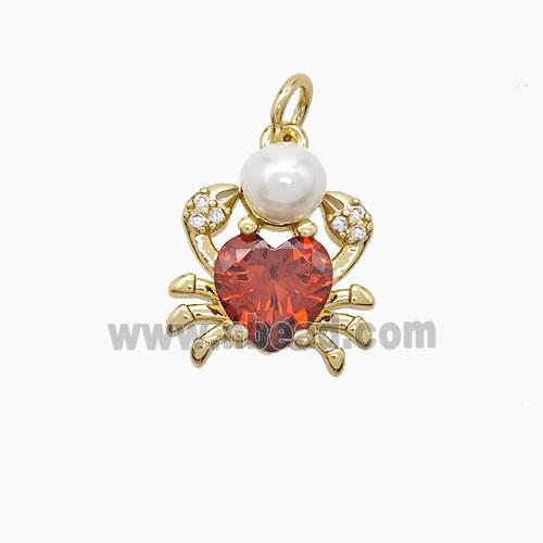 Copper Pendant Pave Zircon, Gold Plated